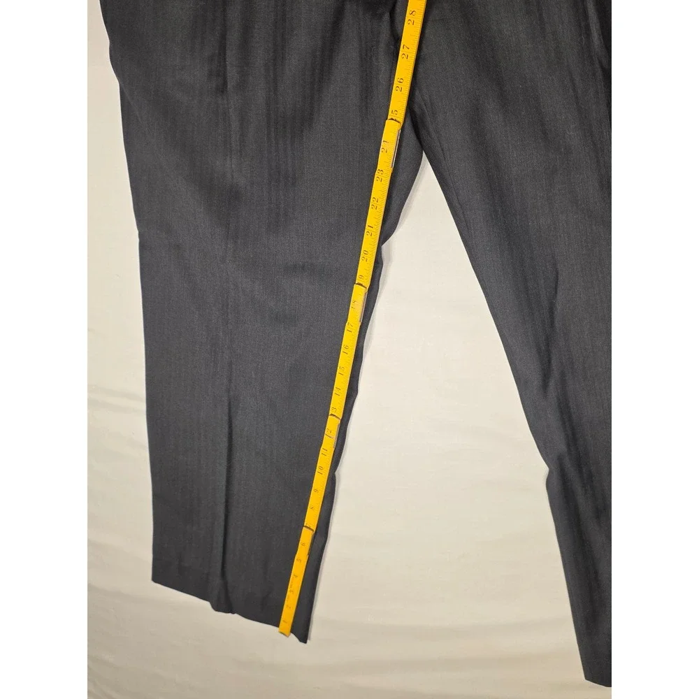 Jos A. Bank Mens 43R Pleated Wool Dress Pants Charcoal Grey Herringbone Trousers